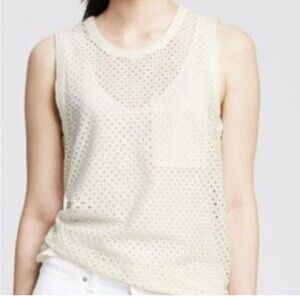 Banana Republic Cream Mesh Sleeveless Top, size Small
